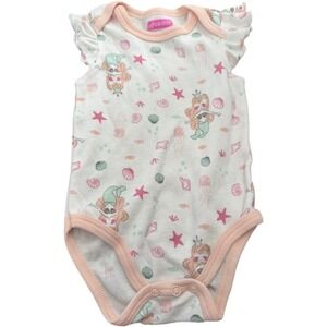 Swiggles Baby Girl Mermaid Bodysuit 3-6 Months Ruffle Sleeve Ocean Seashell